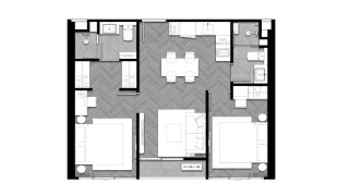 Планировка кондомониума 2 спальни в ЖК The Ozone Signature Condominium № 11008