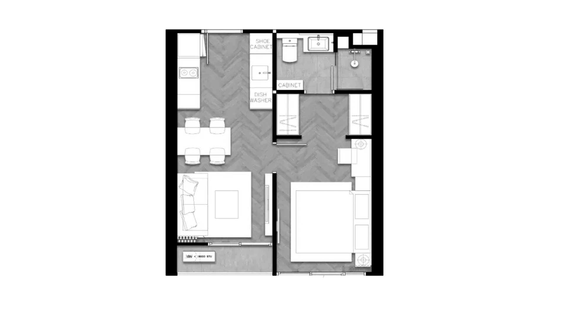 Планировка кондомониума 1 спальня в ЖК The Ozone Signature Condominium № 11007