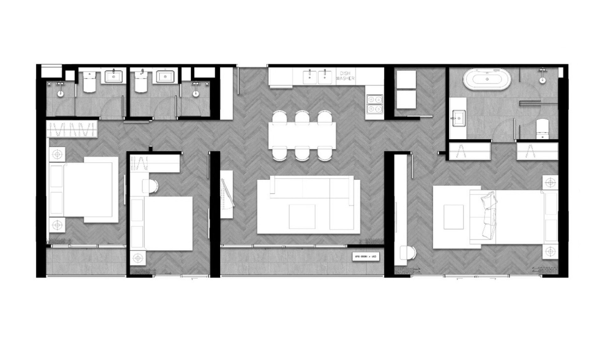 Планировка кондомониума 3 спальни в ЖК The Ozone Signature Condominium № 11009